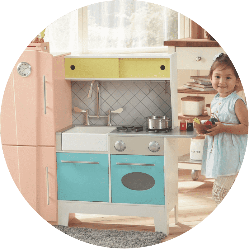 Colorful Kitchen Playset with Gas Stove Feature PNG