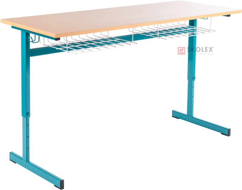Modern School Desk with Storage Rack PNG