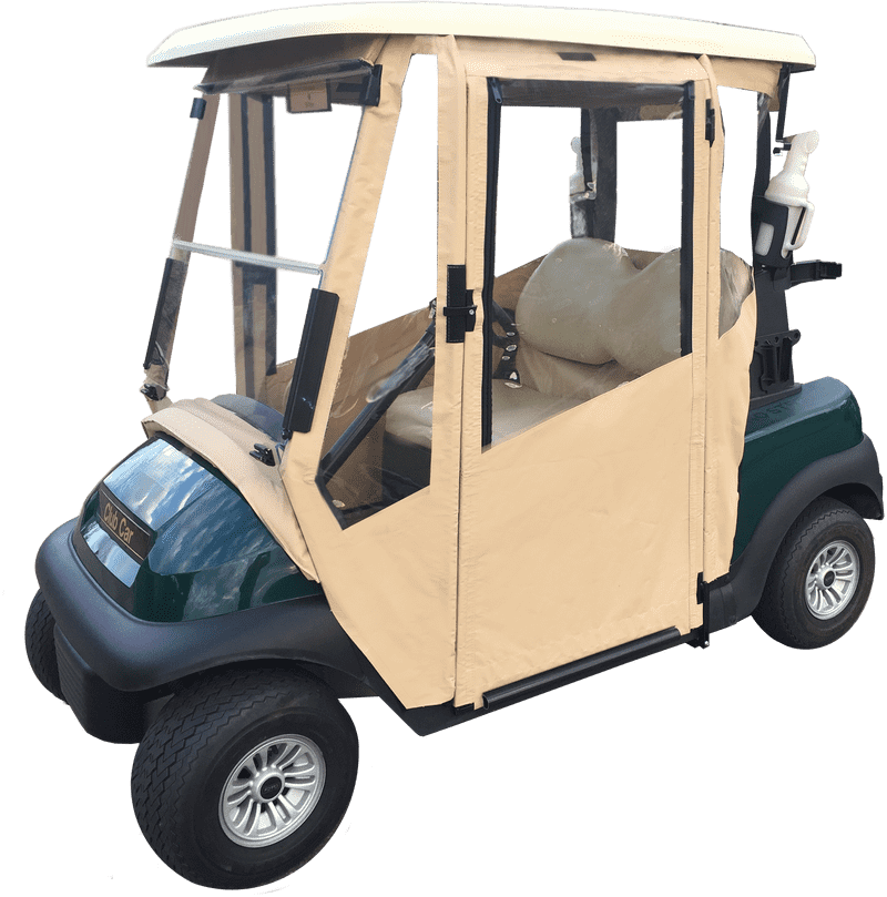 Enclosed Golf Course Cart for All-Weather Play PNG