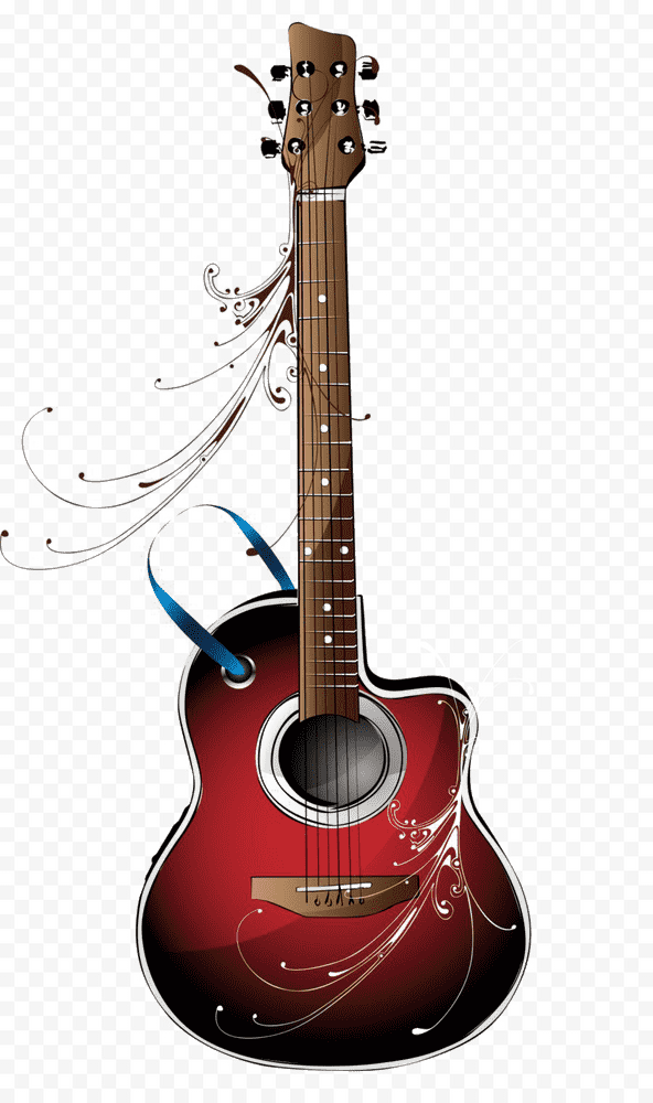 Electric Guitar with Artistic Flourishes PNG