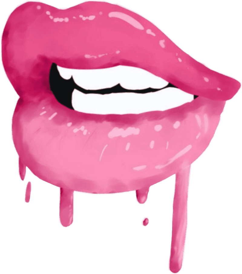 Vibrant Lip Art with Glossy Drips PNG