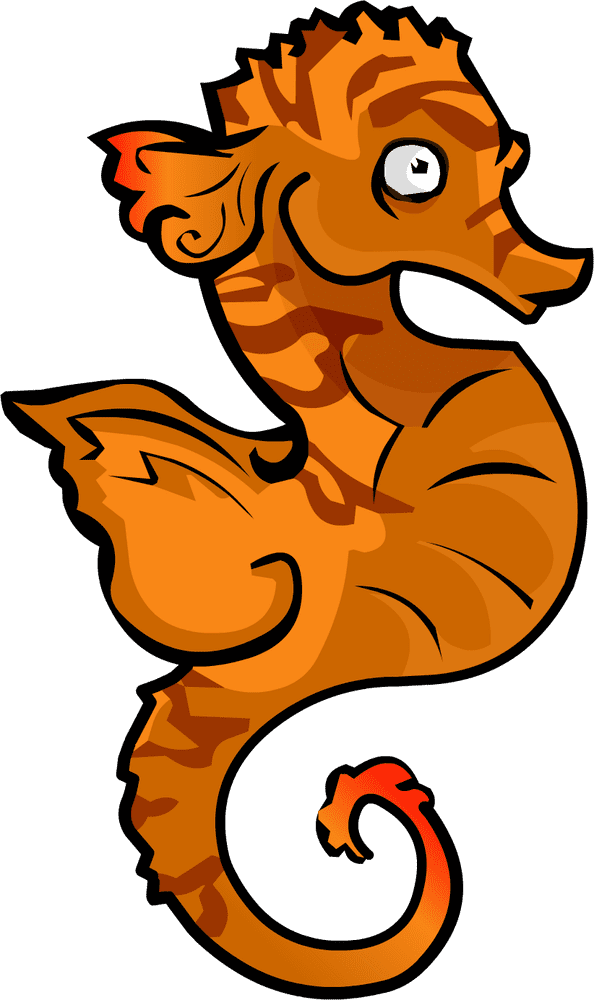 Joyful Underwater Seahorse in Vibrant Colors PNG