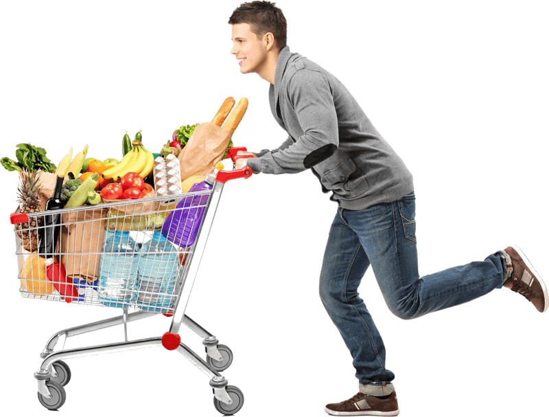 Joyful Grocery Shopping Adventure PNG