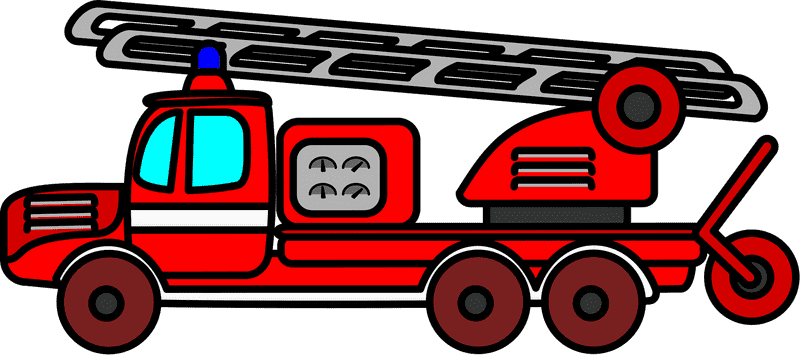 Firefighter Delivery Truck with Ladder and Hose PNG