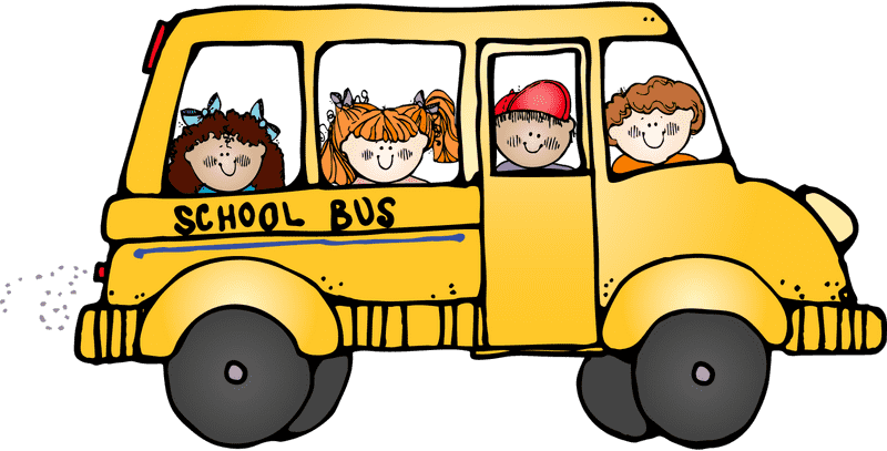 Happy Students Riding the School Bus PNG