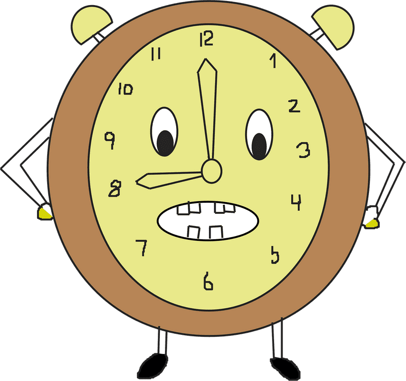 Cheerful Cartoon Clock with Personality PNG