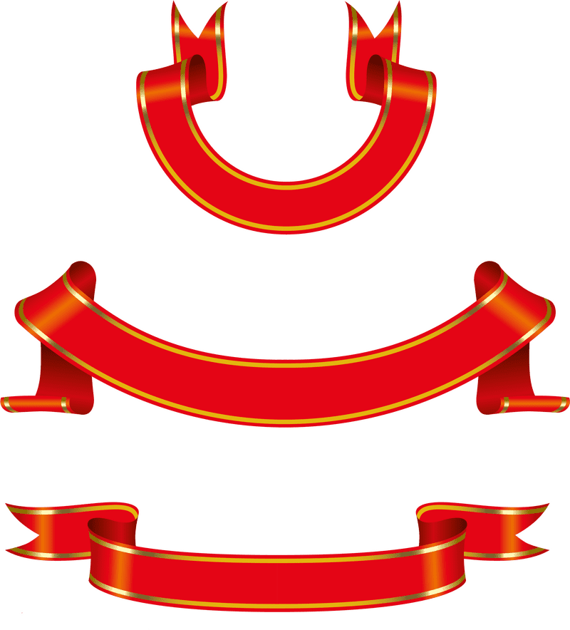 Vibrant Red Decorative Banner Collection PNG