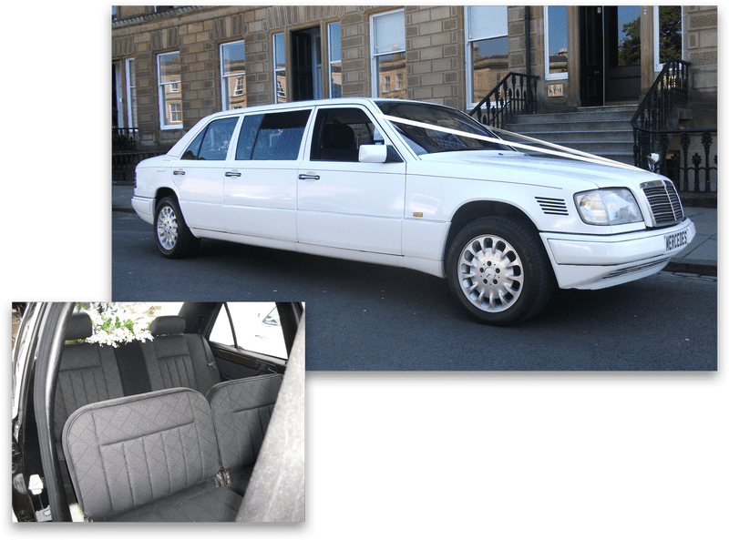 Elegant Ribbon-Decorated Limousine Journey PNG