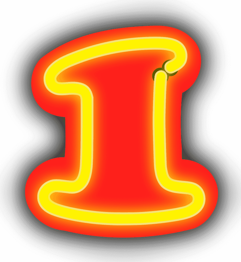 Bright Neon Sign of the Letter I PNG