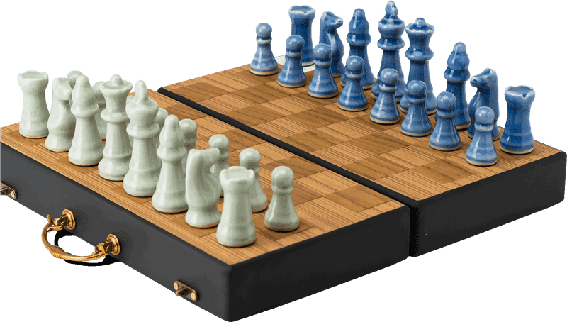 Ceramic Mug Chess Set with Elegant Design PNG