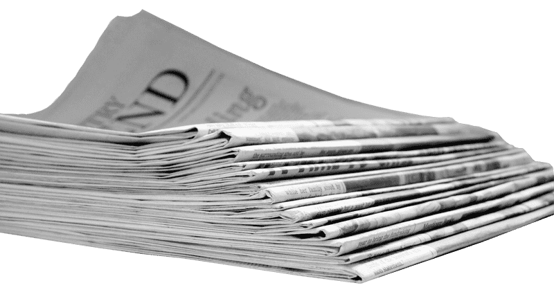 Stack of Daily Newspapers at Newspaper Stand PNG