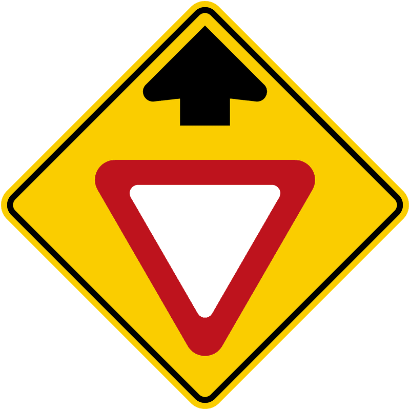 Yield Sign with Arrow Indicator PNG
