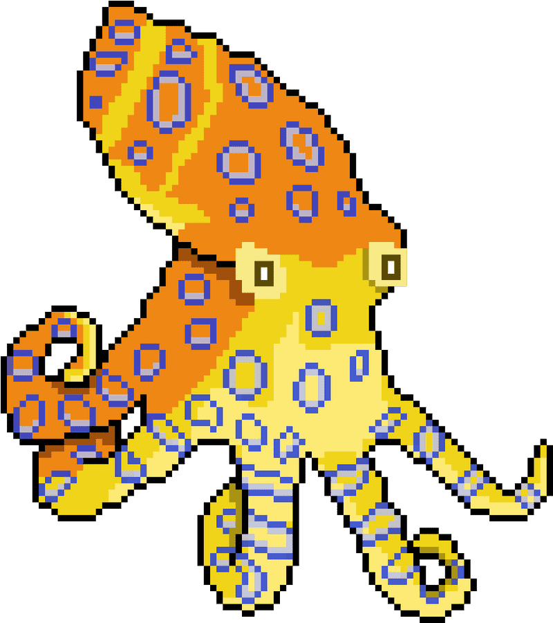 Colorful Octopus Tentacles in Retro Pixel Art PNG