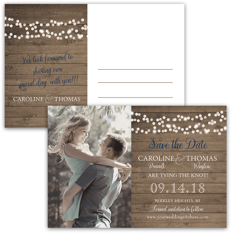Rustic Wedding Postcard Save the Date PNG