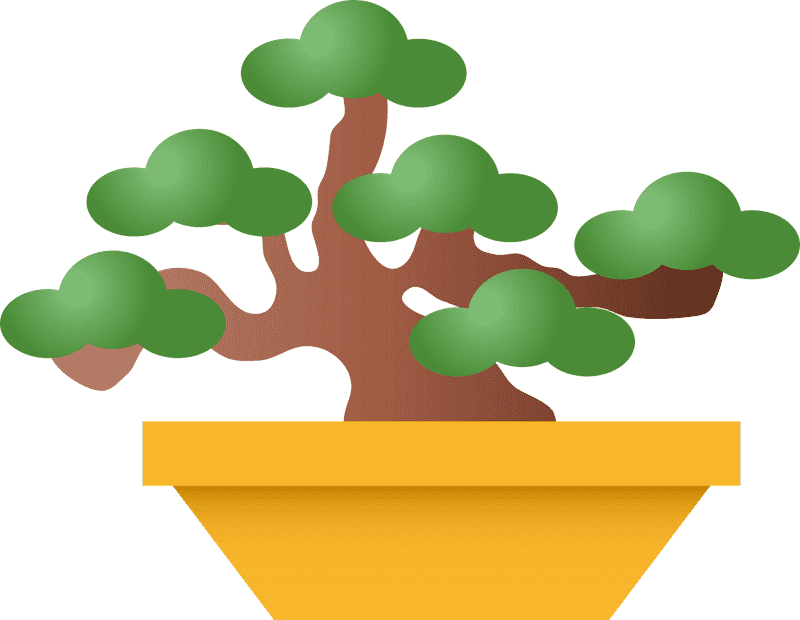 Artistic Bonsai Tree in Elegant Pot PNG