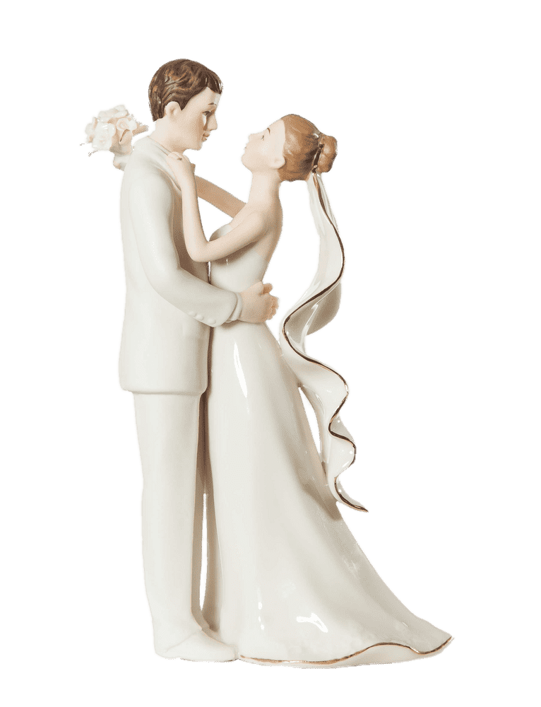 Elegant Wedding Couple Figurine in Harmony PNG
