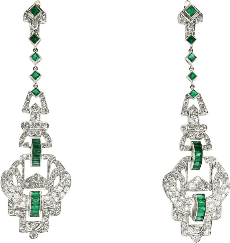Elegant Emerald Gemstone Earring Design PNG