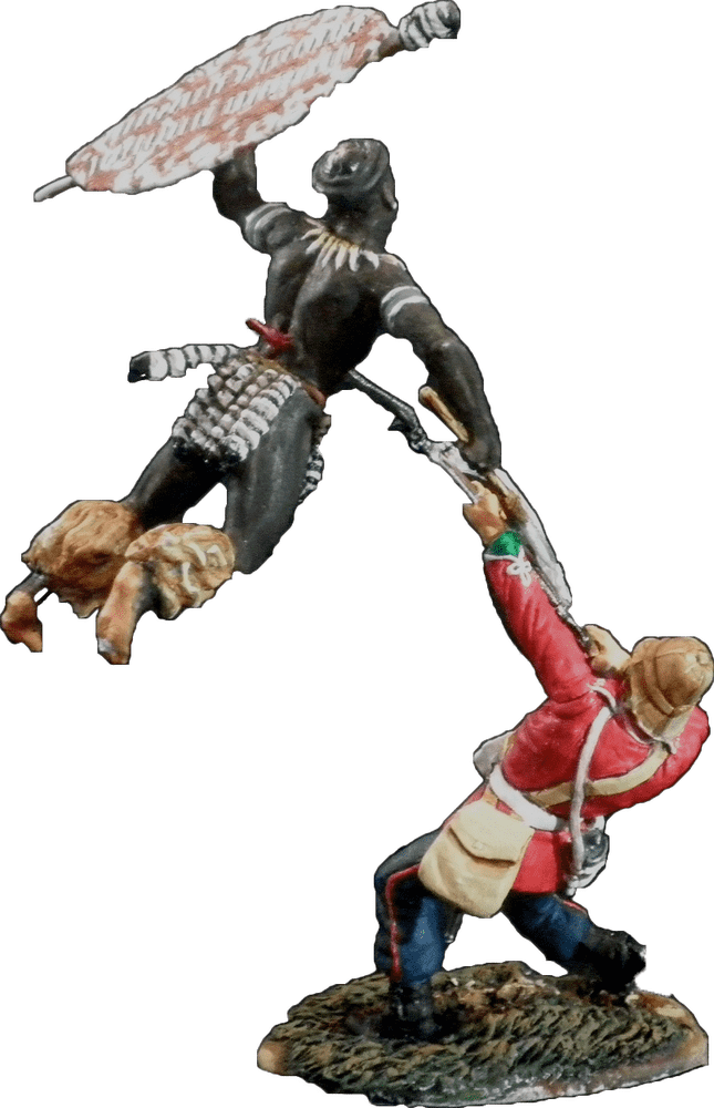 Dynamic Battle Scene Figurine of Warrior and Soldier PNG