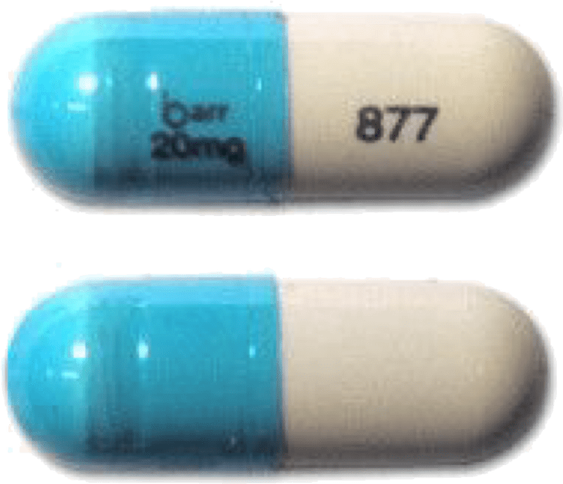 Blue and White 20mg Medication Pill PNG
