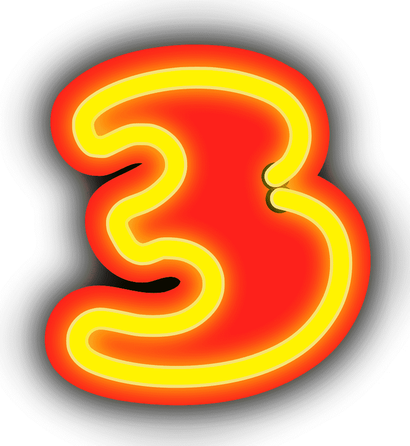 Vibrant Neon Sign Bold Number Three PNG