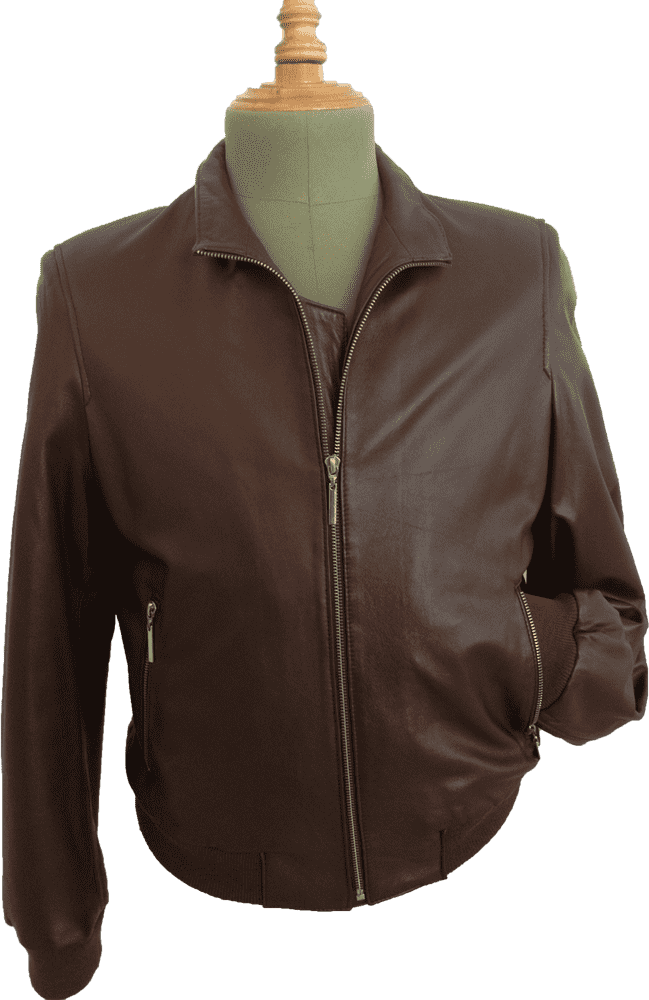 Classic Brown Leather Jacket for Timeless Style PNG