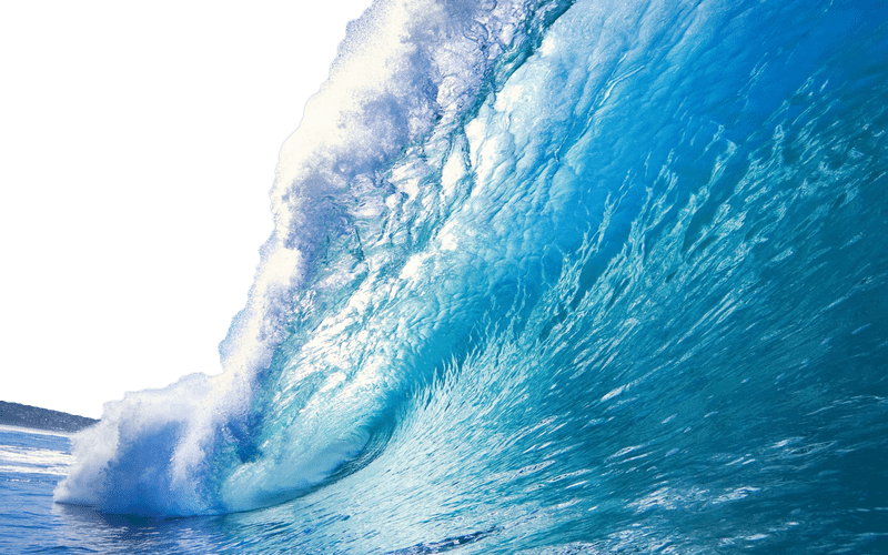 Majestic Ocean Wave Dance in Sunlight PNG