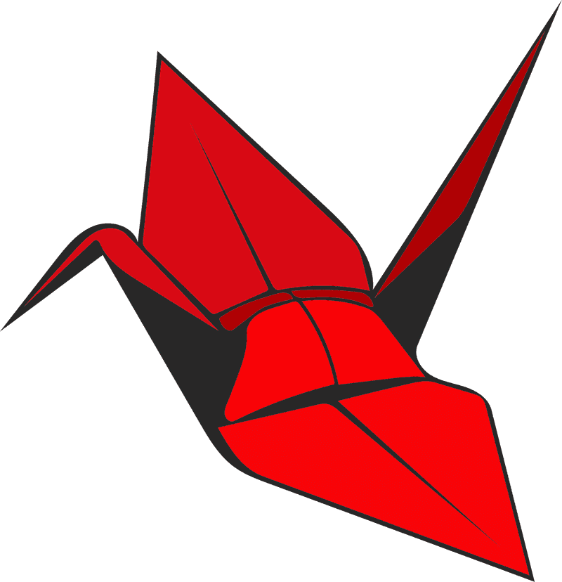 Vibrant Origami Crane in Bold Colors PNG