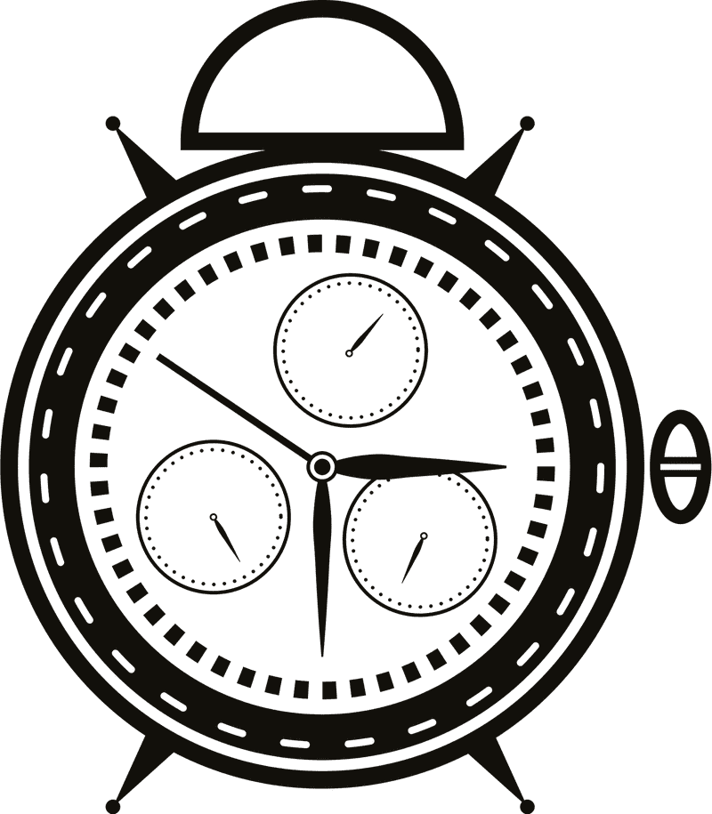 Classic Three-Face Alarm Clock Design PNG