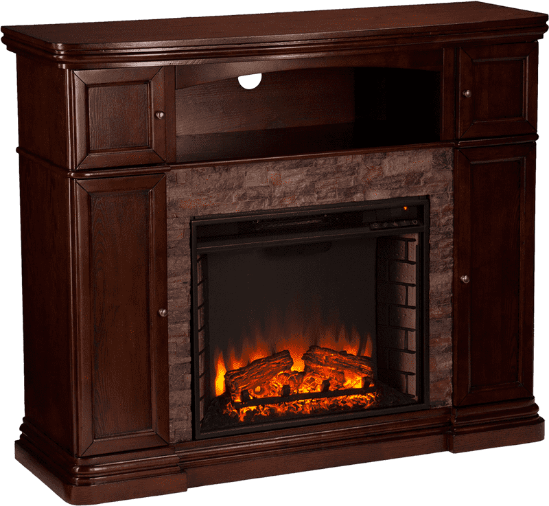 Elegant Electric Fireplace with Realistic Logs PNG