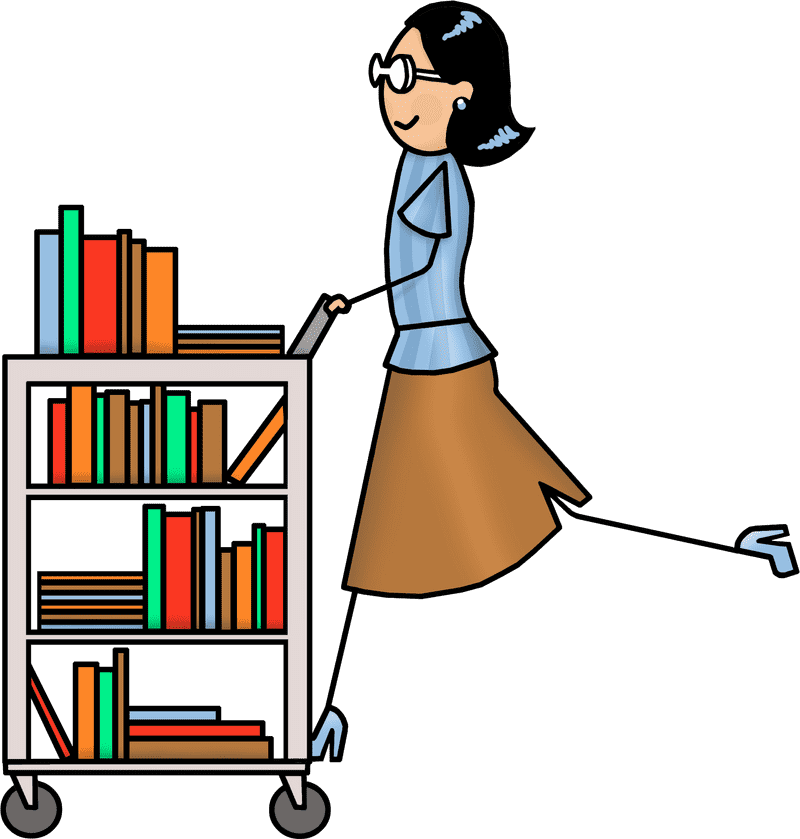 Library Interior with a Joyful Librarian PNG