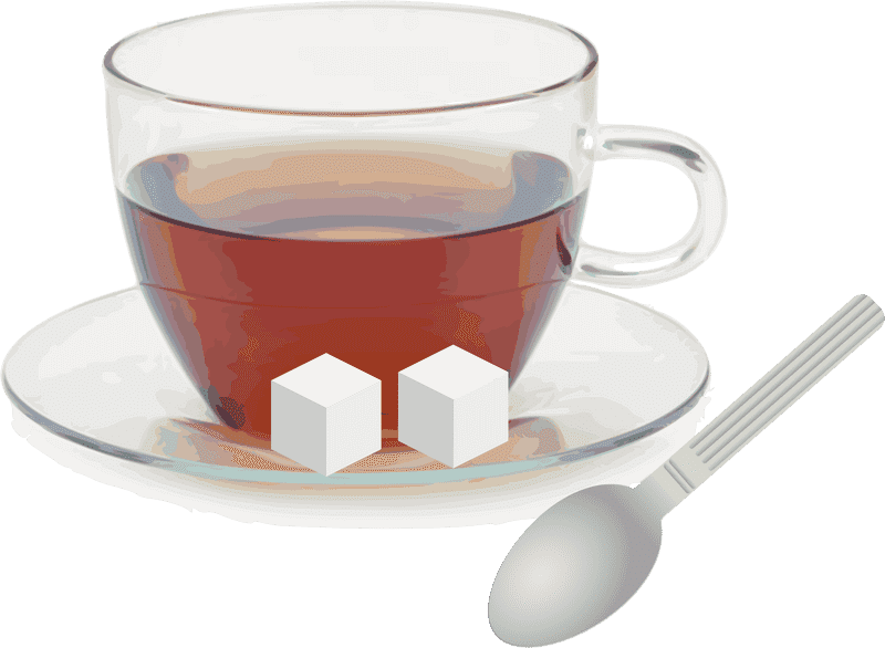 Elegant Tea Cup with Sweet Sugar Cubes PNG