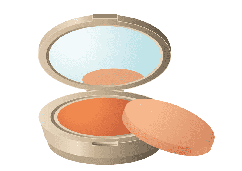 Elegant Makeup Brush and Blush Compact PNG