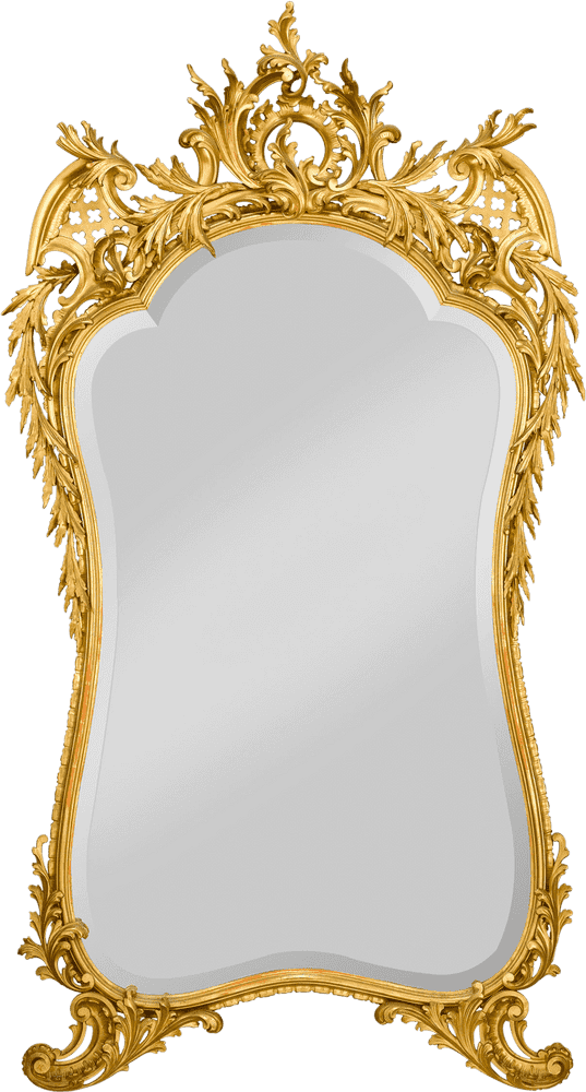 Elegant Vintage Mirror Frame with Ornate Detailing PNG