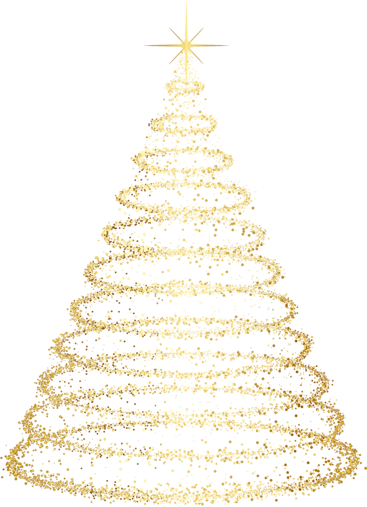Golden Shimmering Christmas Tree Delight PNG
