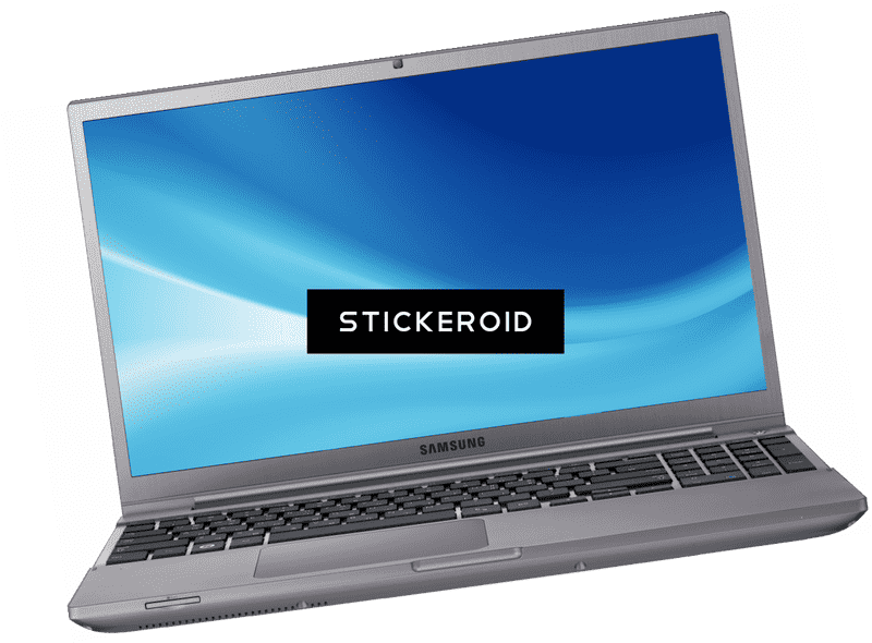 Sleek Laptop with Customizable Sticker Designs PNG