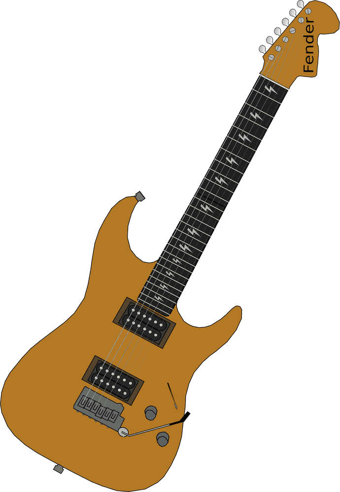 Fender Electric Guitar Design in Vibrant Orange PNG