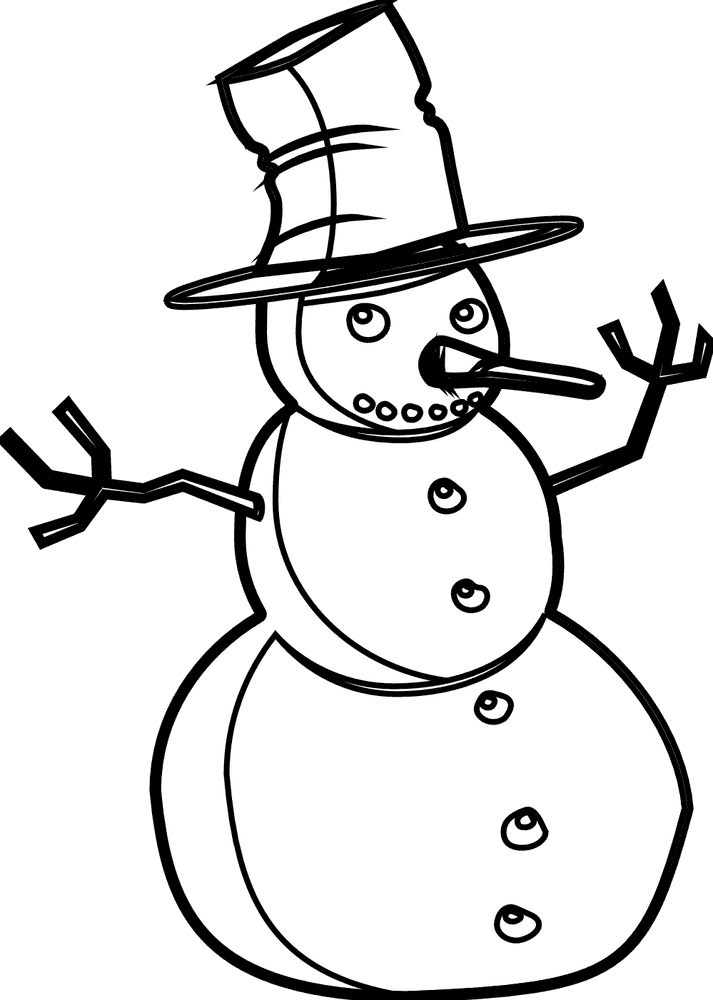 Charming Snowman with a Tall Hat PNG