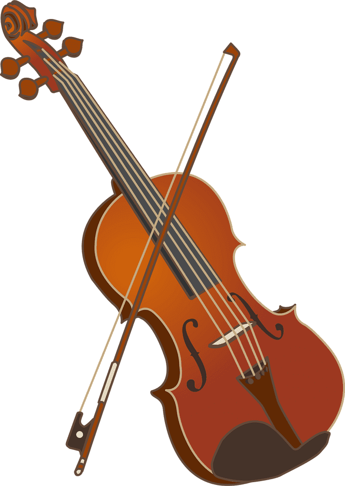 Elegant Violin in Harmony with Its Bow PNG