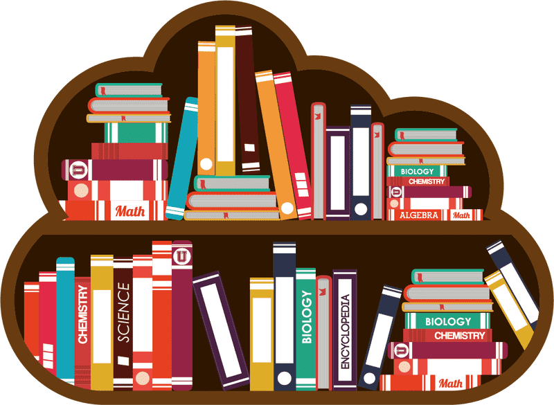 Colorful Book Collection in Library Interior PNG