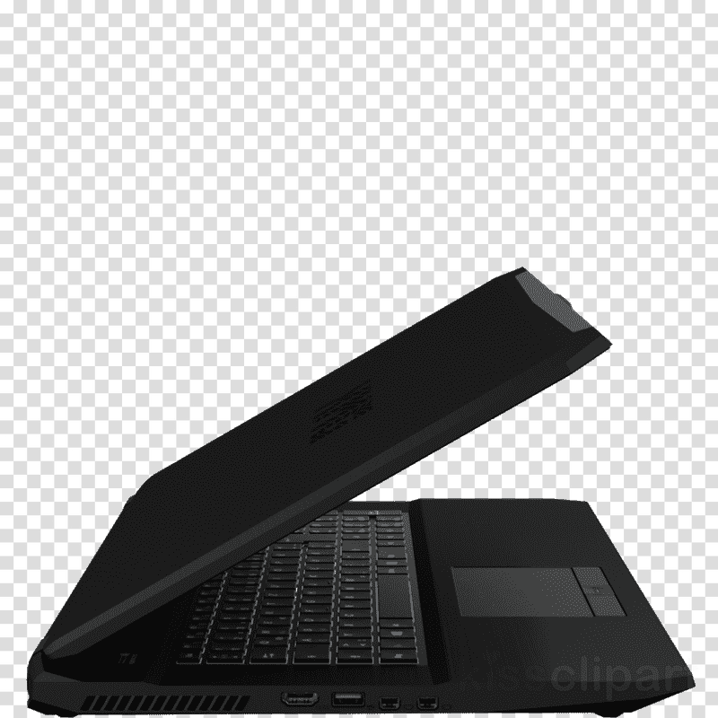 Sleek Black Laptop with Open Lid PNG