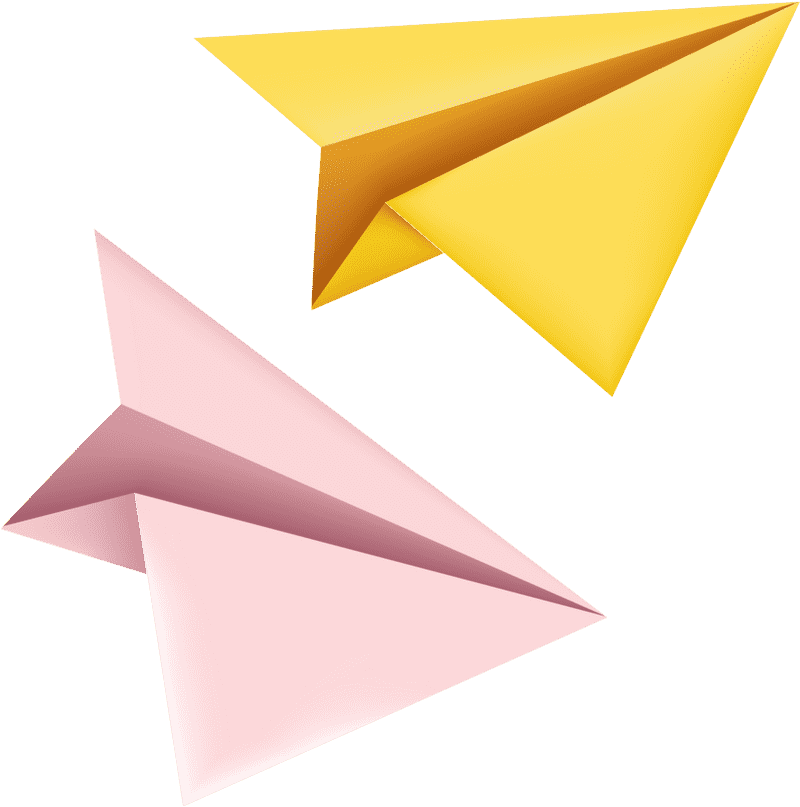 Colorful Paper Plane Duo in Flight PNG