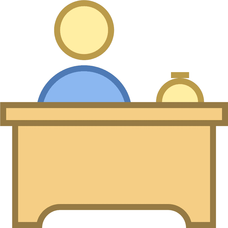 Modern Office Desk with Person Working PNG