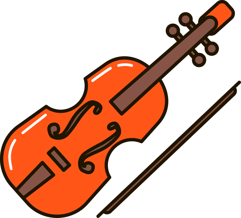 Vibrant Violin Melody in Orange Hues PNG