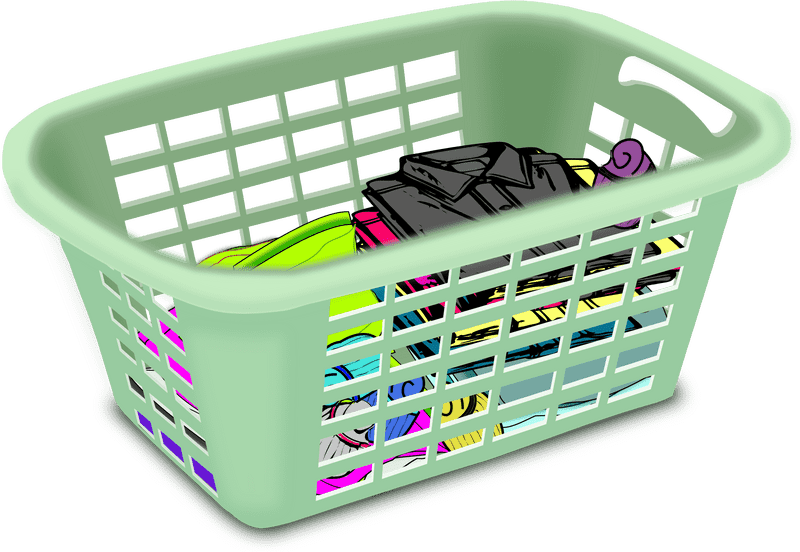 Vibrant Laundry Basket of Colorful Clothes PNG