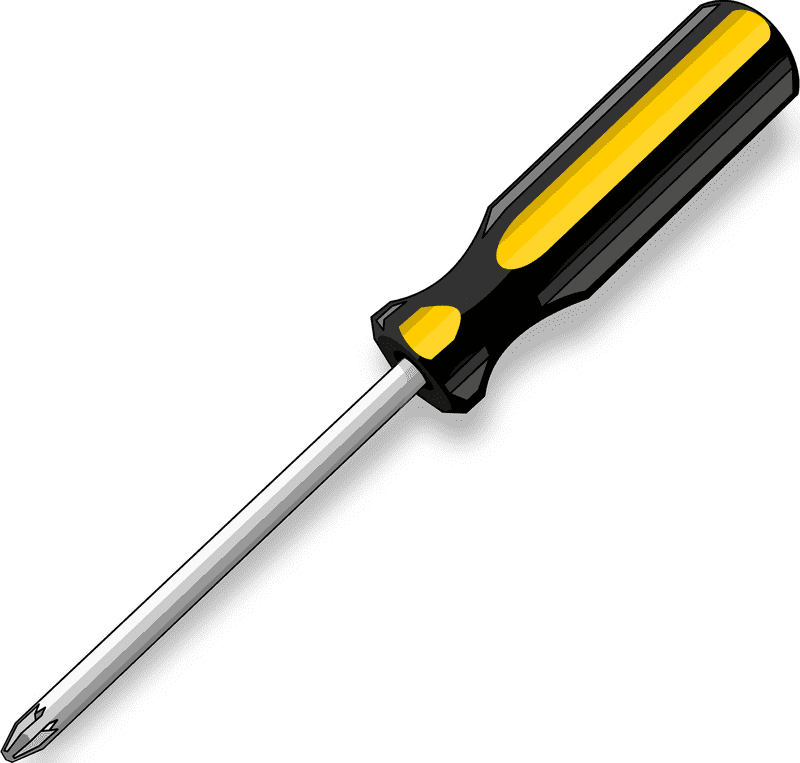 Versatile Yellow and Black Screwdriver Tool PNG