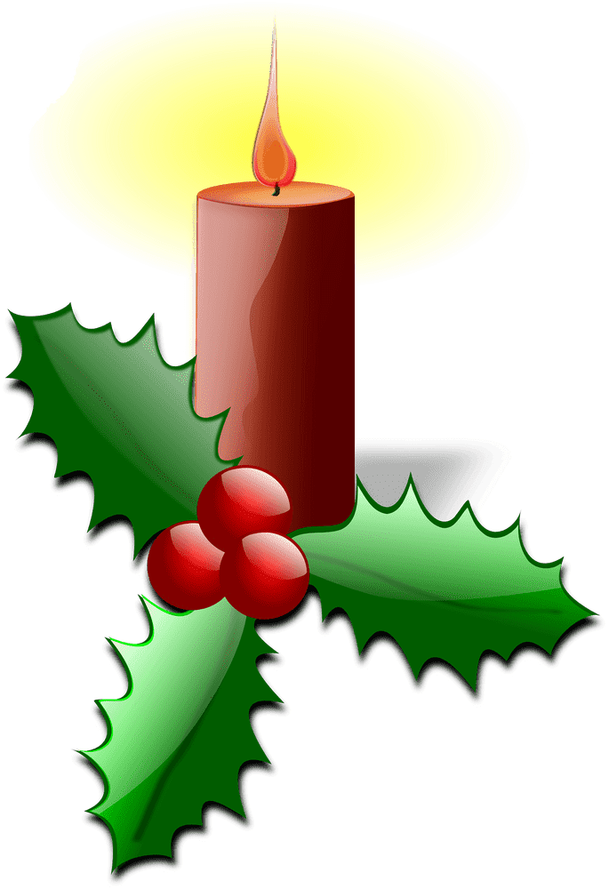 Festive Holiday Candle Holder with Holly Accents PNG