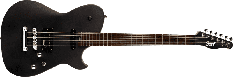 Sleek Black Electric Guitar for Rock Enthusiasts PNG