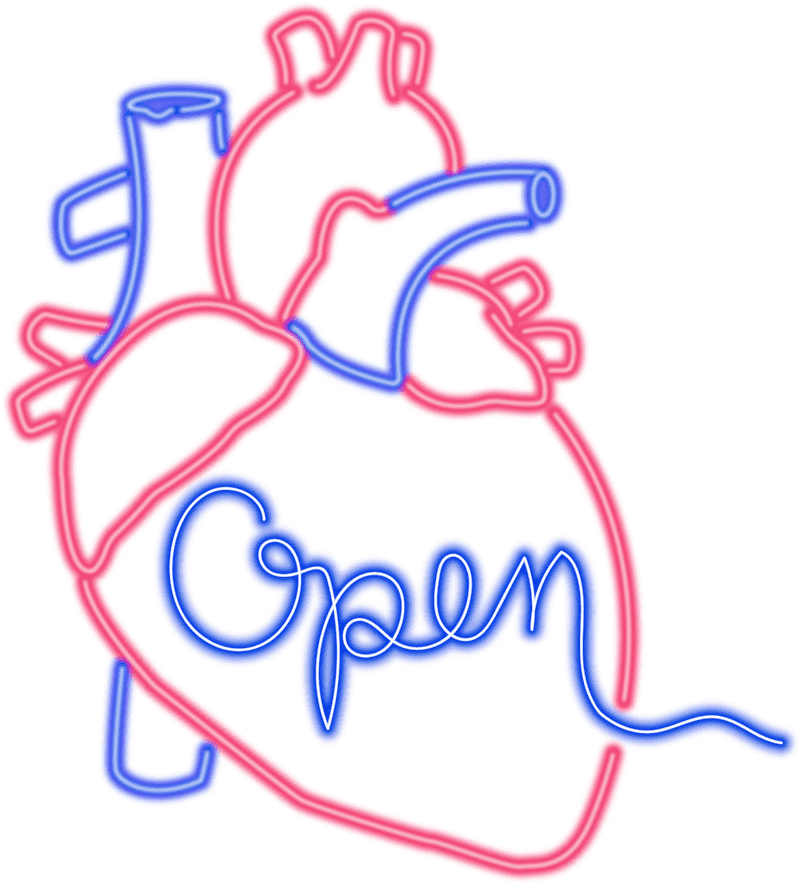 Neon Sign Heart Open for Love PNG