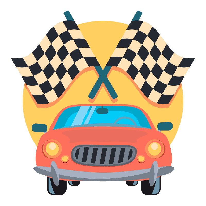 Classic Race Car with Checkered Flags PNG