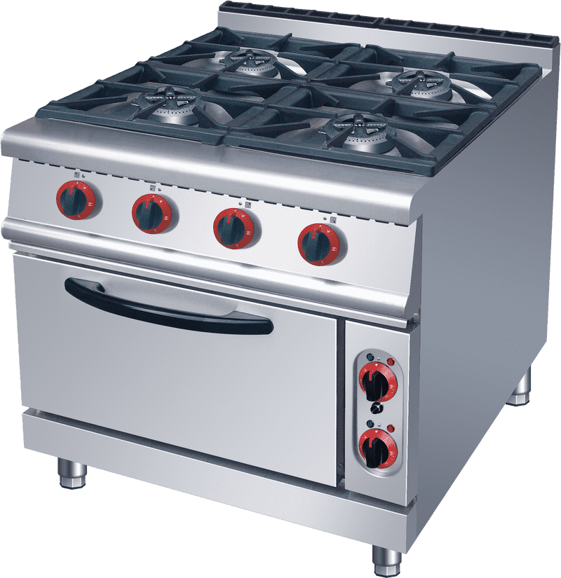High-Efficiency Gas Stove with Four Burners PNG